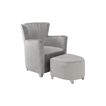 Ensemble fauteuil d'appoint et pouf 0711 gris
