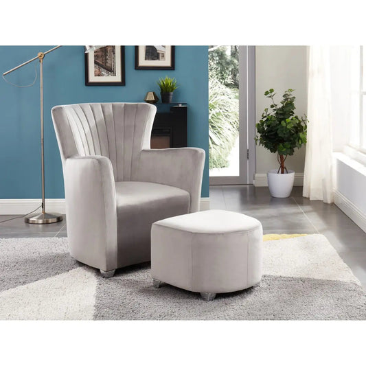 Ensemble fauteuil d'appoint et pouf 0711 gris