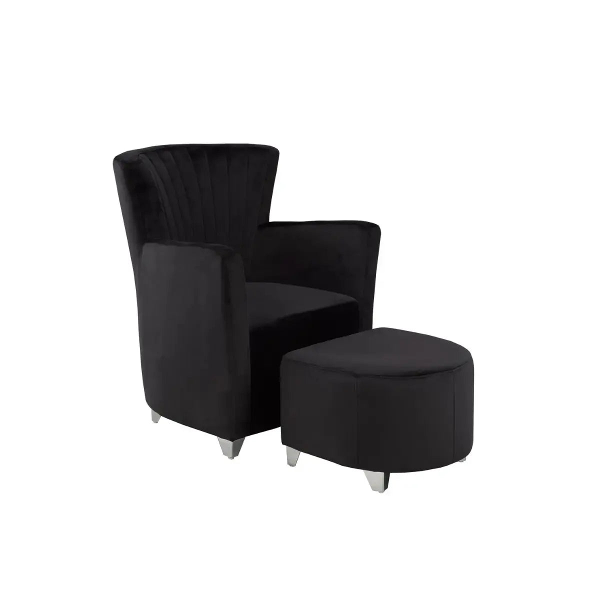 Ensemble fauteuil d'appoint et pouf 0711 en noir