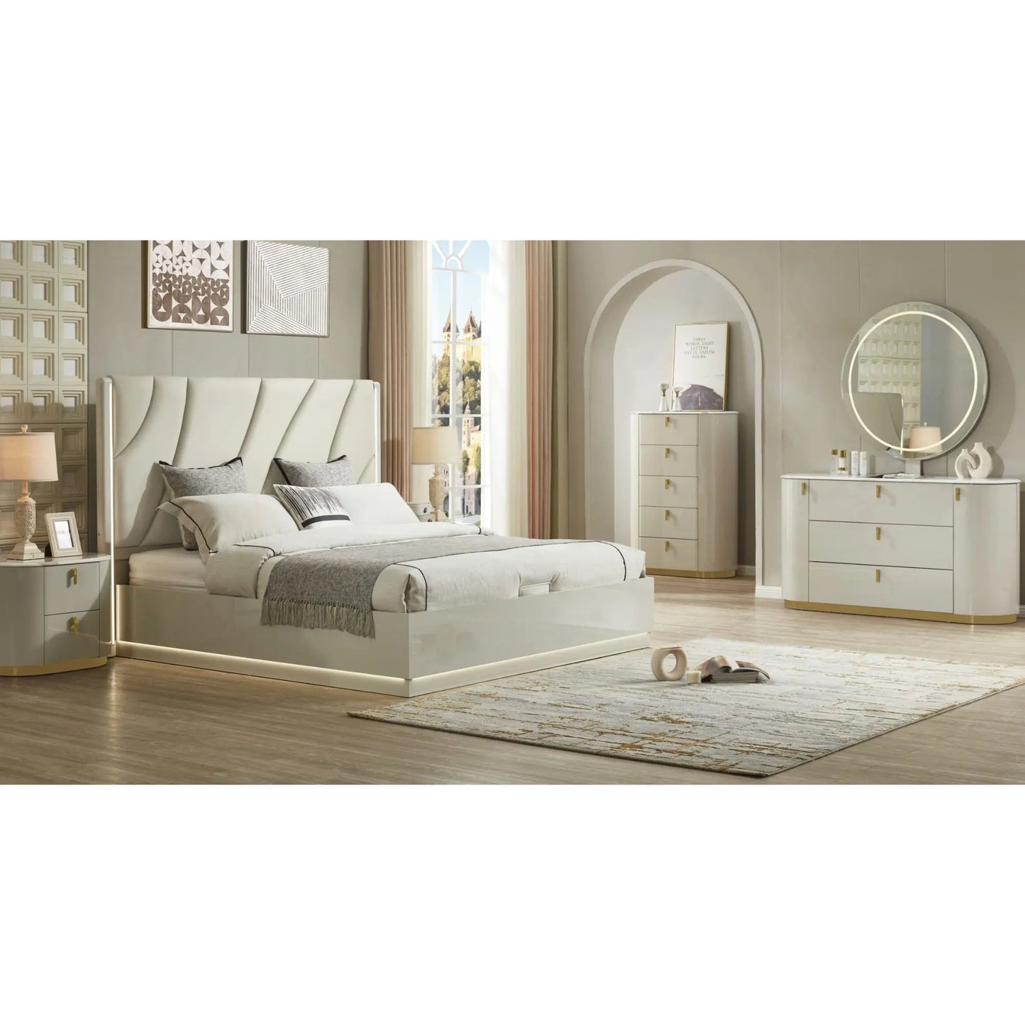 Lit de rangement hydraulique 2406 beige