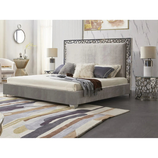 Lit plateforme Wellington en velours