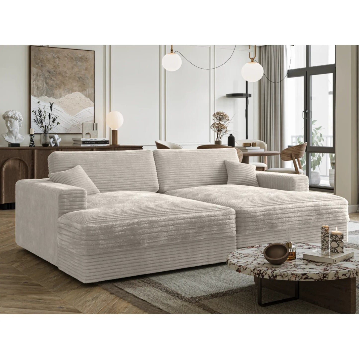 Chaise longue double Phoenix beige