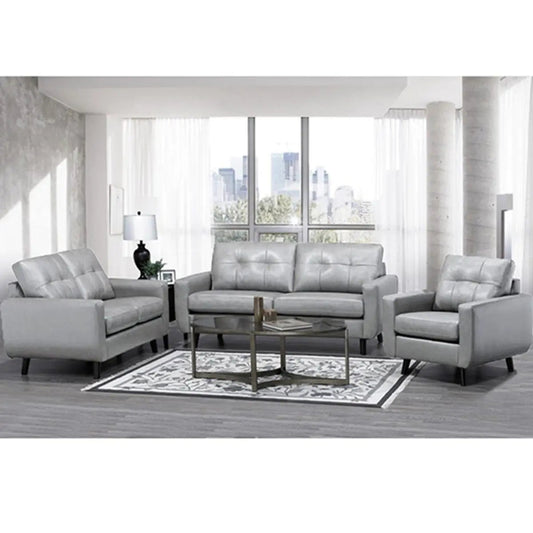 Ensemble de canapés en cuir véritable 5543, coloris gris acier Zurich