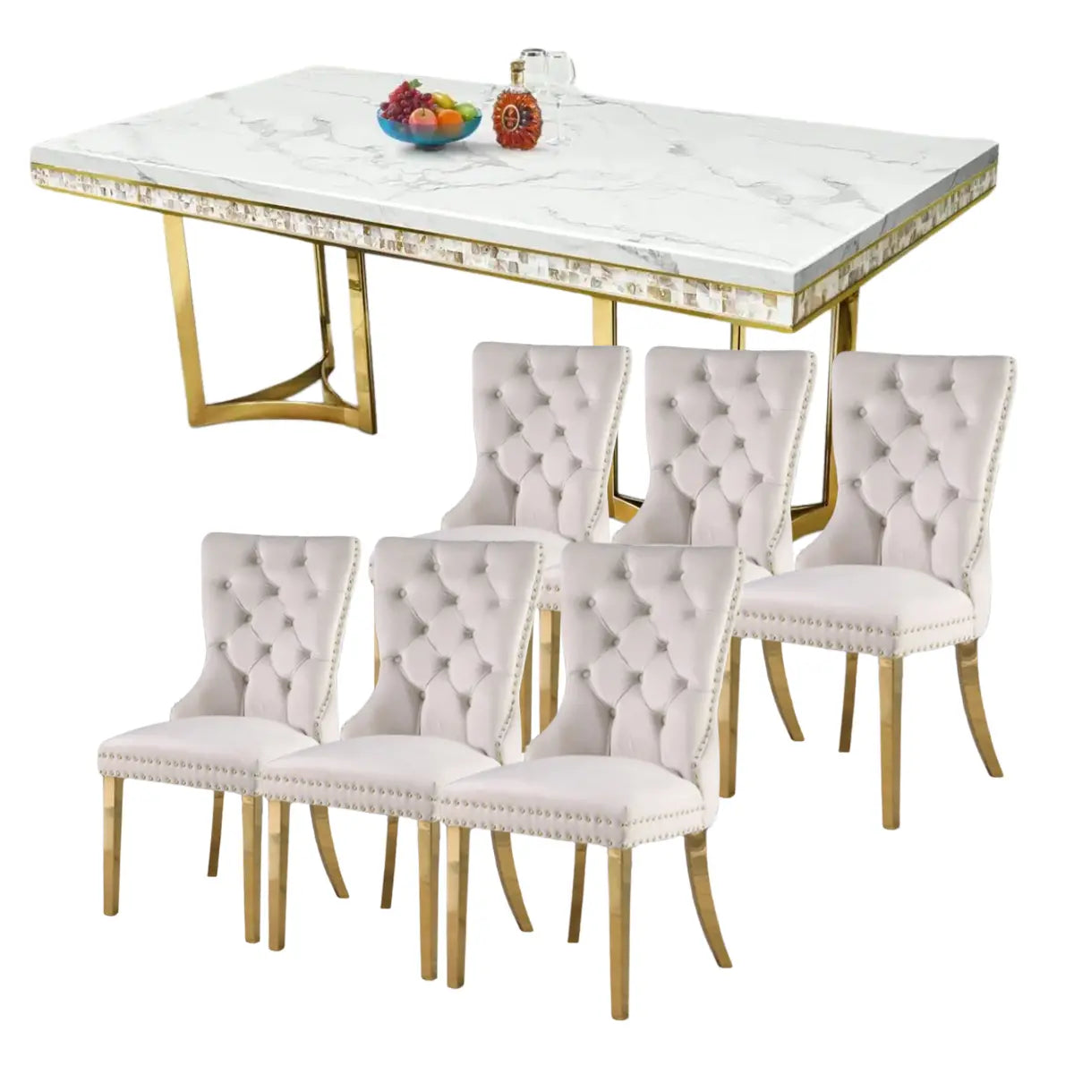Ensemble de table à manger en marbre