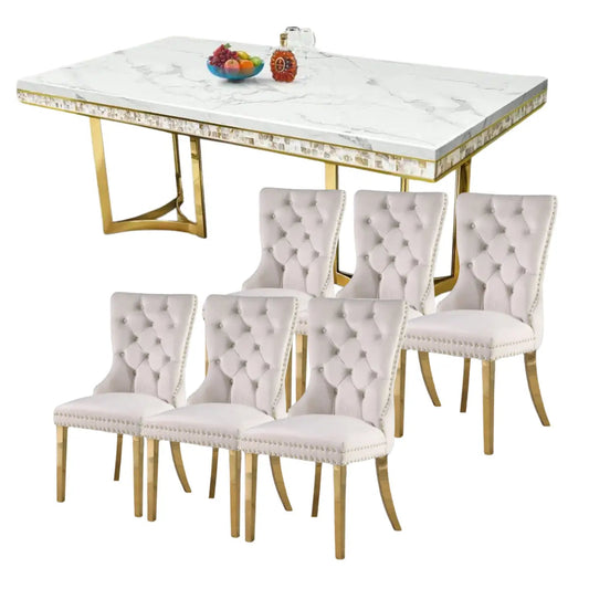 Ensemble de table à manger en marbre