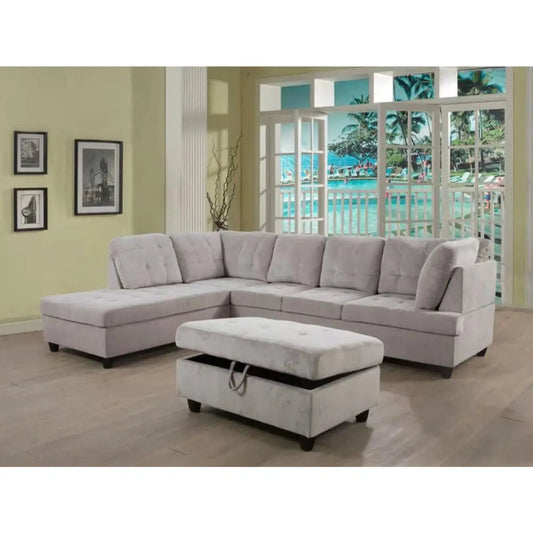 Canapé sectionnel Aruba avec pouf gris