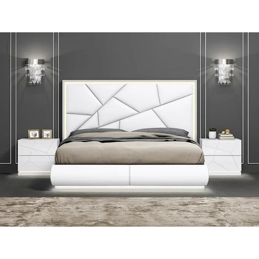 Ensemble de chambre à coucher Taylor avec rangement hydraulique en blanc