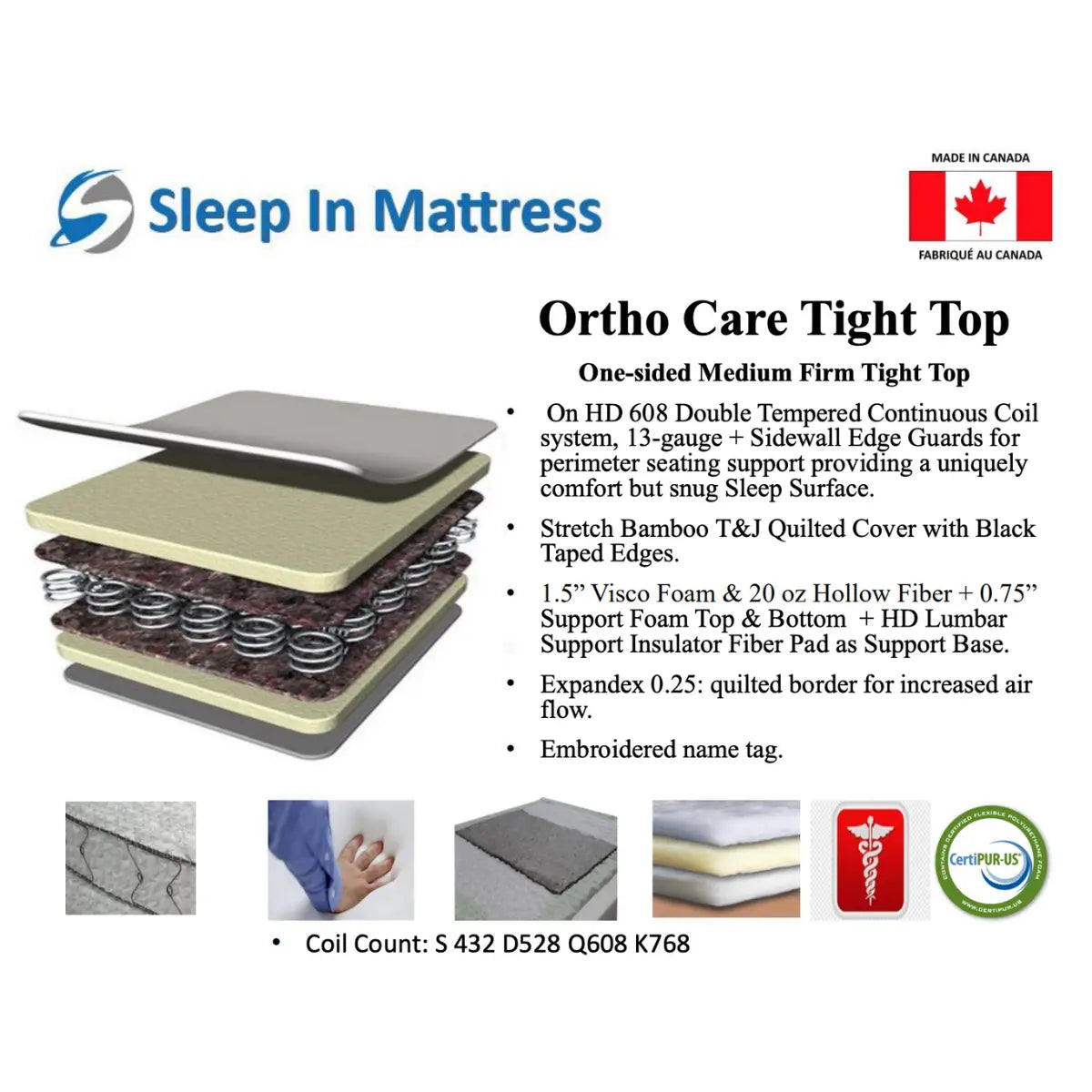 Matelas Ortho Care à plateau serré