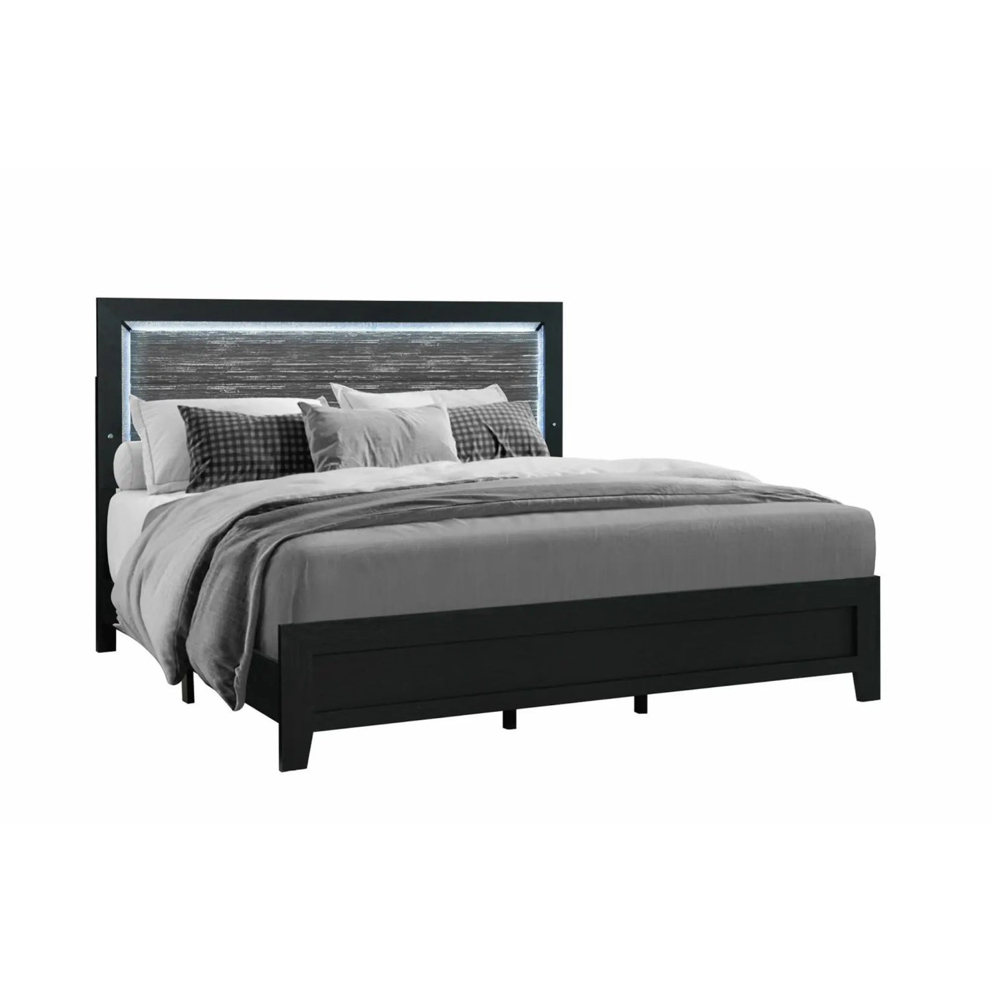 Ensemble de chambre à coucher Reid à LED en noir